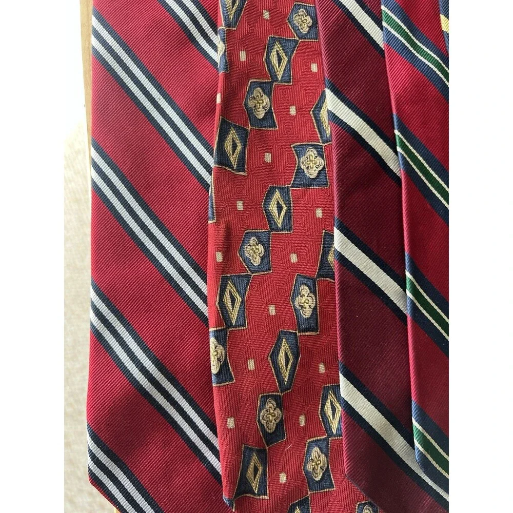 y2k Jos. A. Bank Classic Vintage Silk Tie Lot 7pc Red Blue Green Striped Geo